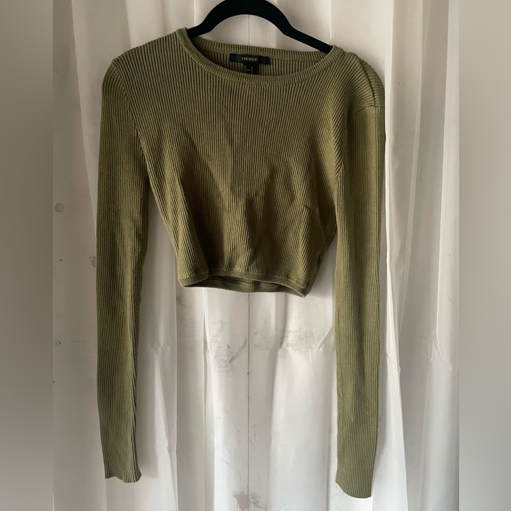 🌲Buy2Get1Free🌲 Olive green cropped sweater